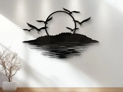 Sun Birds Wall Art Coastal Lake House Decor