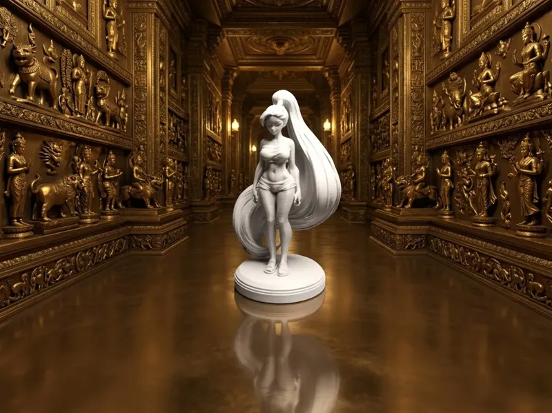 Stylized Anime Girl – Long Hair Action Figurine