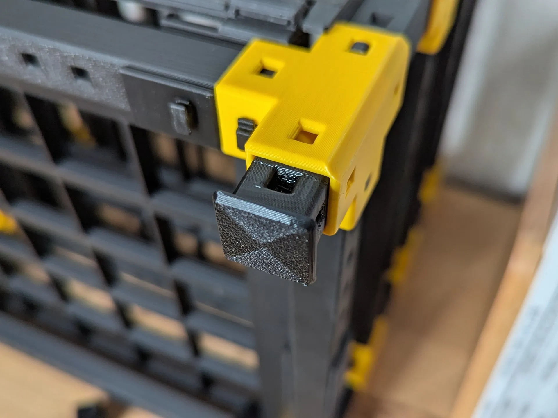 Foot being inserted into connector arm