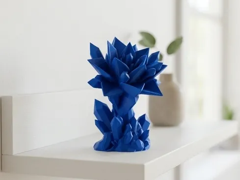 Sapphire Bloom Sculpture - Crystal Flower Decor