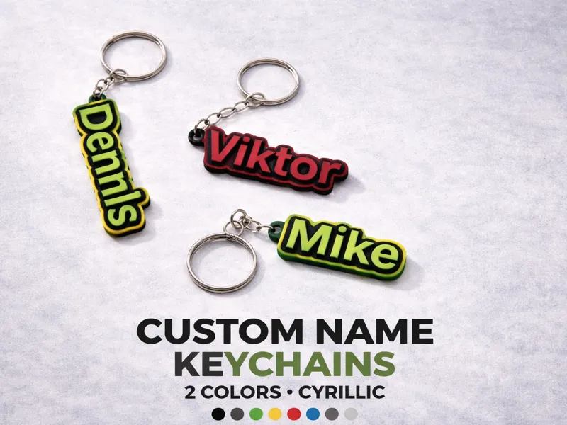 Custom Name Keychain Cyrillic Supported 2 Colors