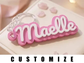 Custom Name Keychain - Bubble Outline Style 