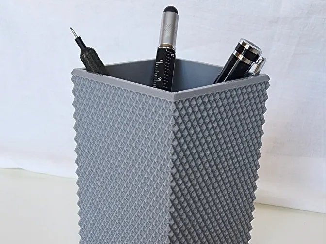 Ribbed Texture Pen Holder (Square Edition - V2)