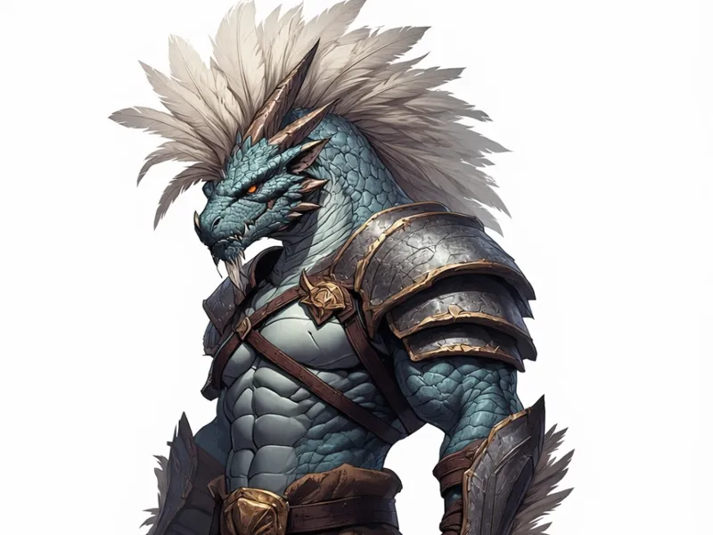 Dragonborn with feather mowhawk