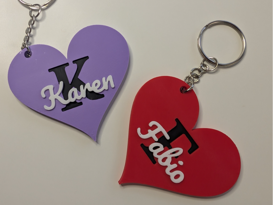 Customizable Heart Inlaid Name & Initial Keychain