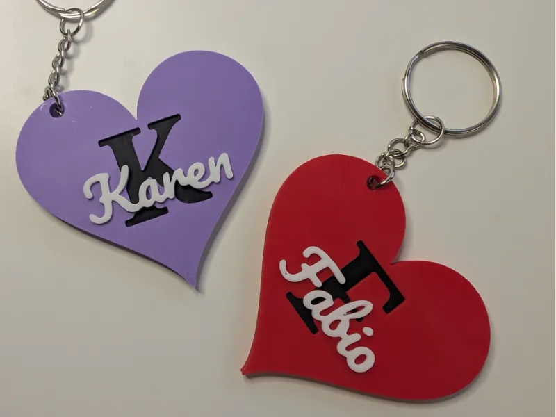 Customizable Heart Inlaid Name & Initial Keychain