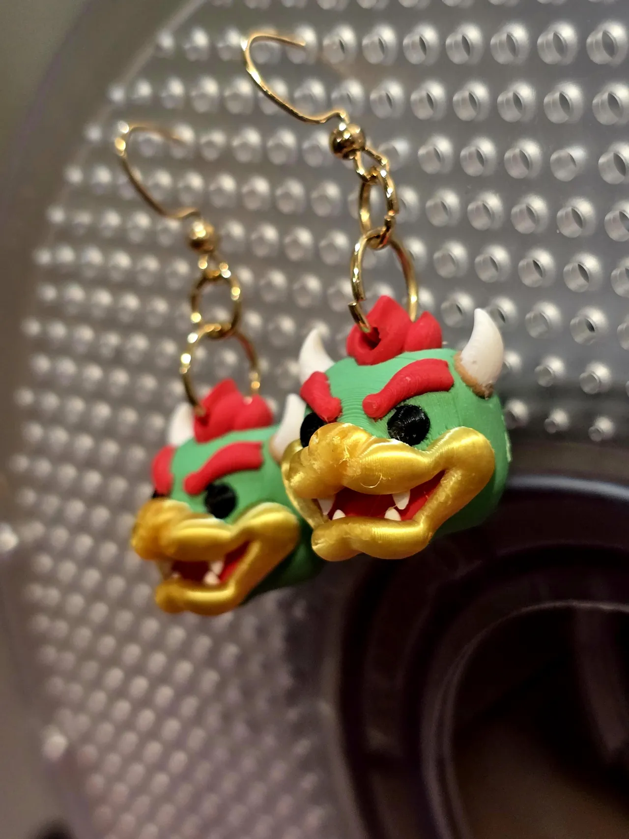 3D Bowser Earrings view 3