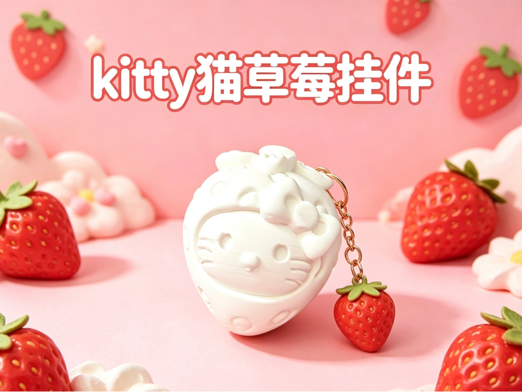凯蒂猫草莓挂件 kitty