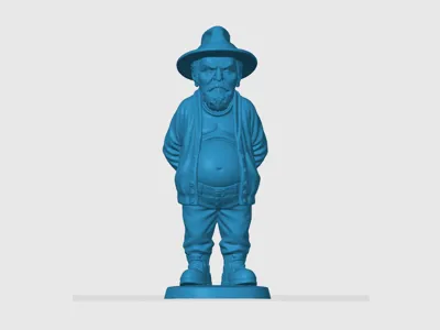 Pot-bellied old Umarell with a hat