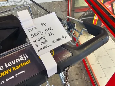 Shopping cart coin with paper holder