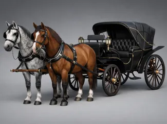 Victorian Horse Carriage with Dual Horses