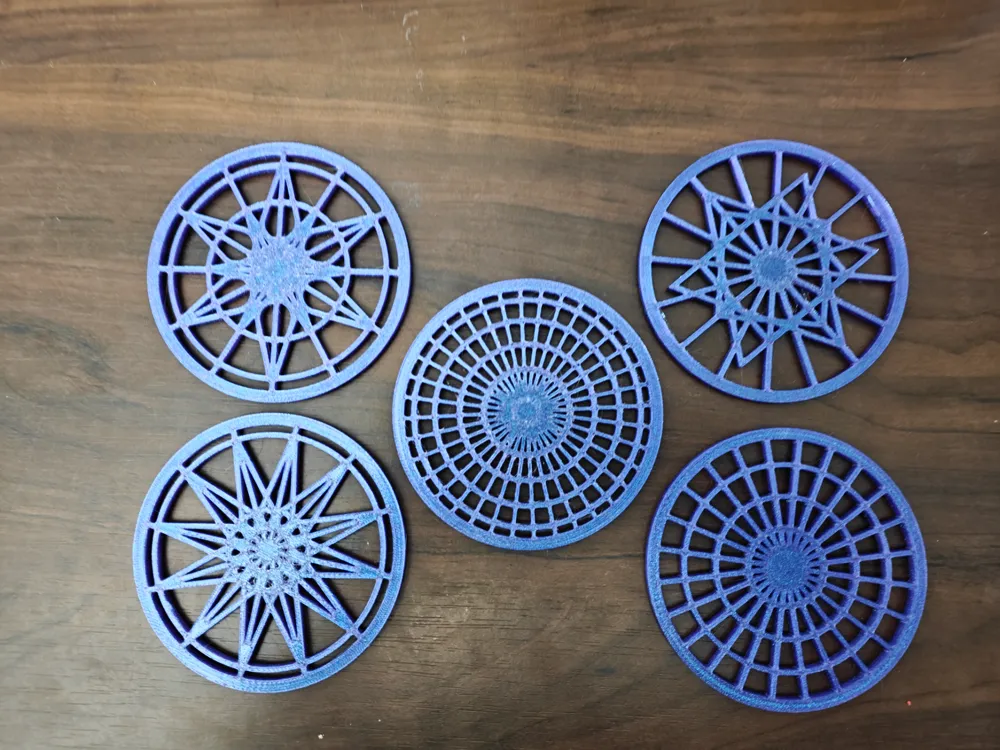 Geometric Pattern Coaster Mandala Coasters — 5 Geometric Patterns (92mm) - Free 3D Print Model ...