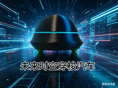 Futuristic Space-Time Shuttle Car