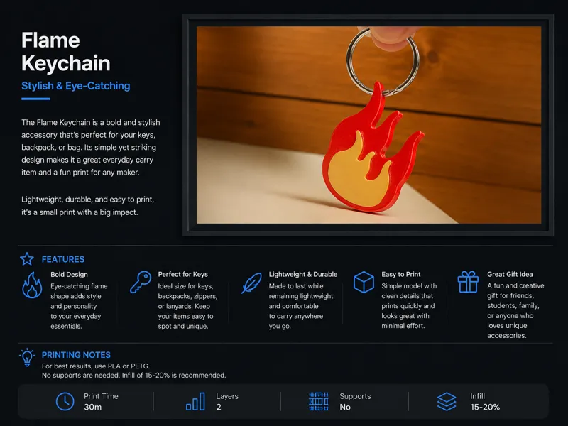 Flame key chain