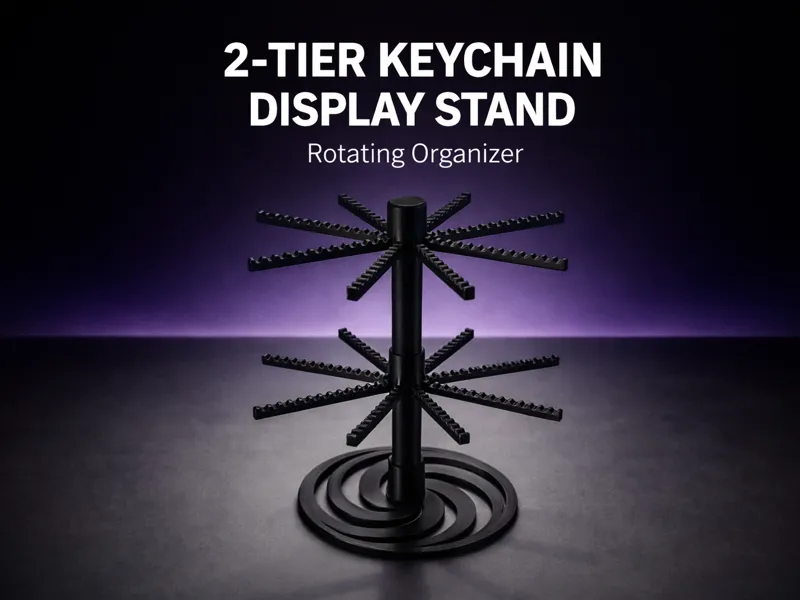 2-Tier Keychain Display Stand | Rotating Organizer