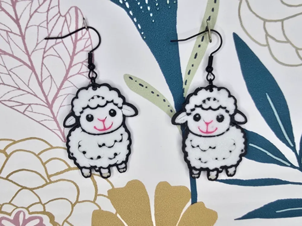 Earring Vector Sheapes Sheep Earrings - Free 3D Print Model - MakerWorld