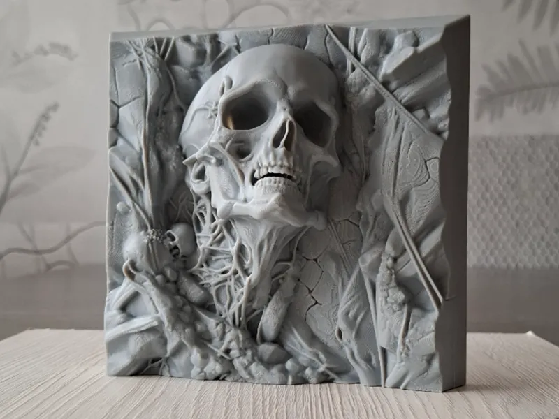 Stonebound Skull - Relief Sculpture