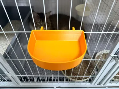 Cat food bowl, cage-mountable