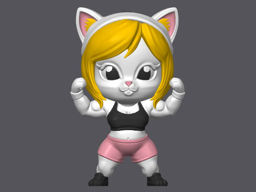 Meowcles Texture Model Meow-scle Girl - Free 3D Print Model - MakerWorld