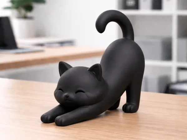 Chat qui s'étire, figurine moderne