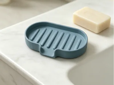 One-piece soap drainer tray (sloped)
