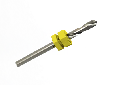 Self-adjusting stop for 8mm drill bits