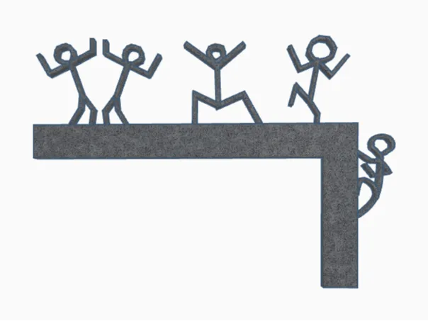 Stick men conquering mount doorway