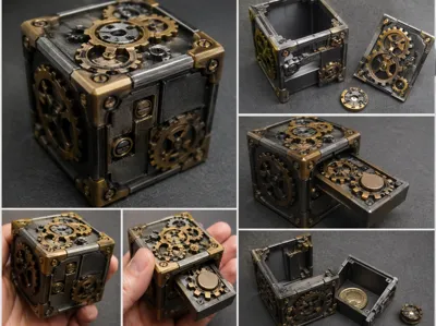Steampunk-style puzzle box