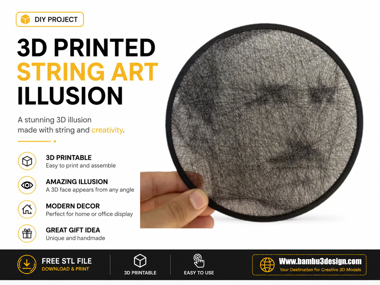 3D Printed String Art Illusion