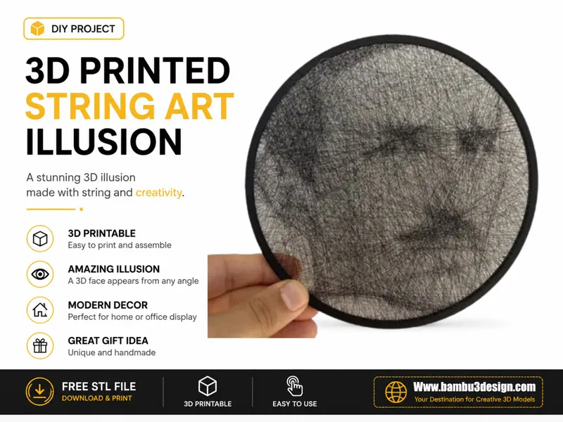 3D Printed String Art Illusion