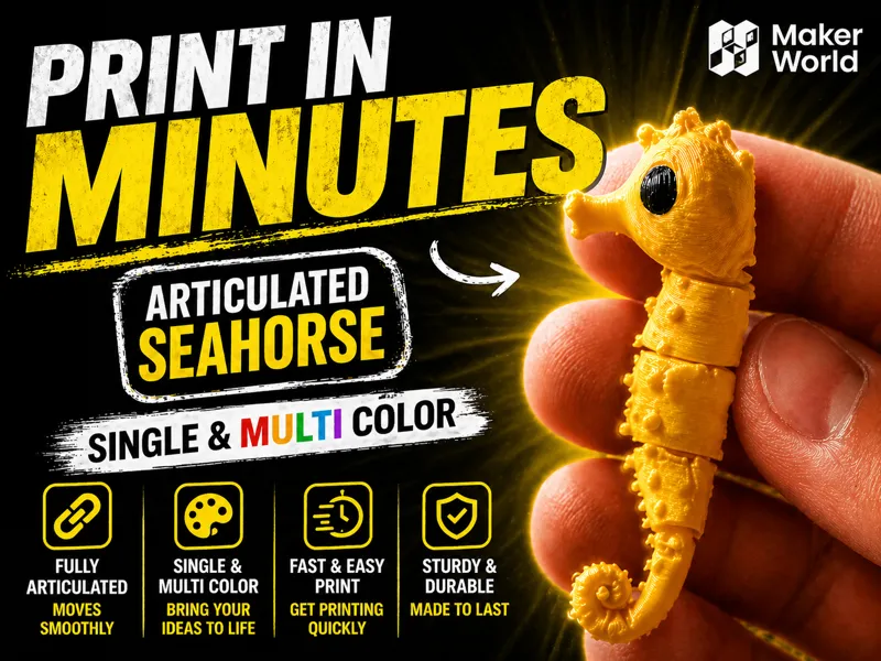 Articulated Mini Seahorse (Quick Print)