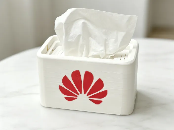 华为logo抽纸盒 下沉式设计