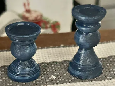 small and large dollhouse pillar candlesticks