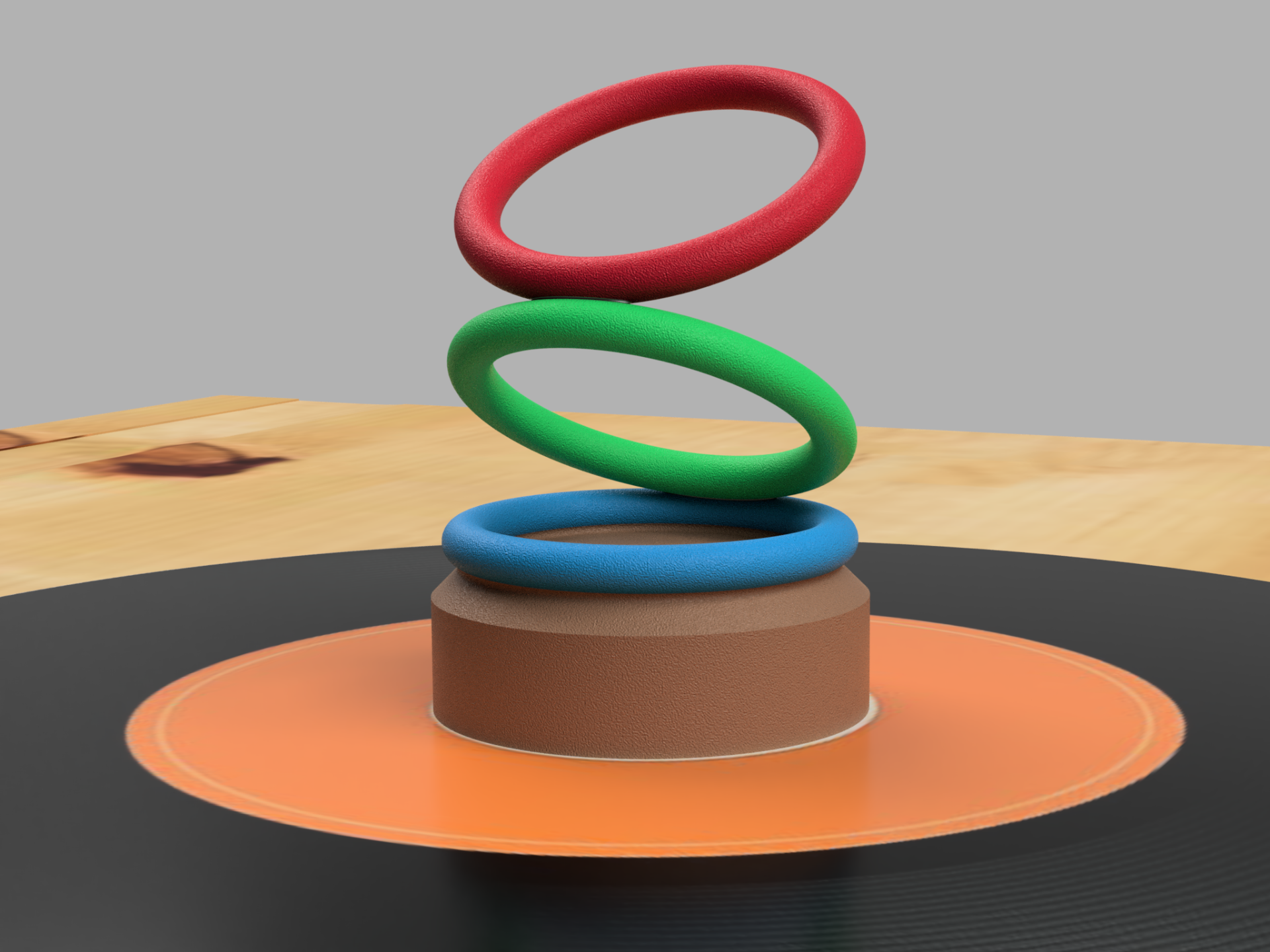 45 vinyl record adapter with spinning rings