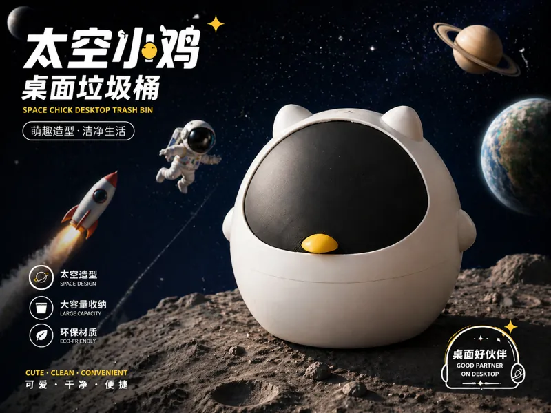 太空小鸡桌面垃圾桶
