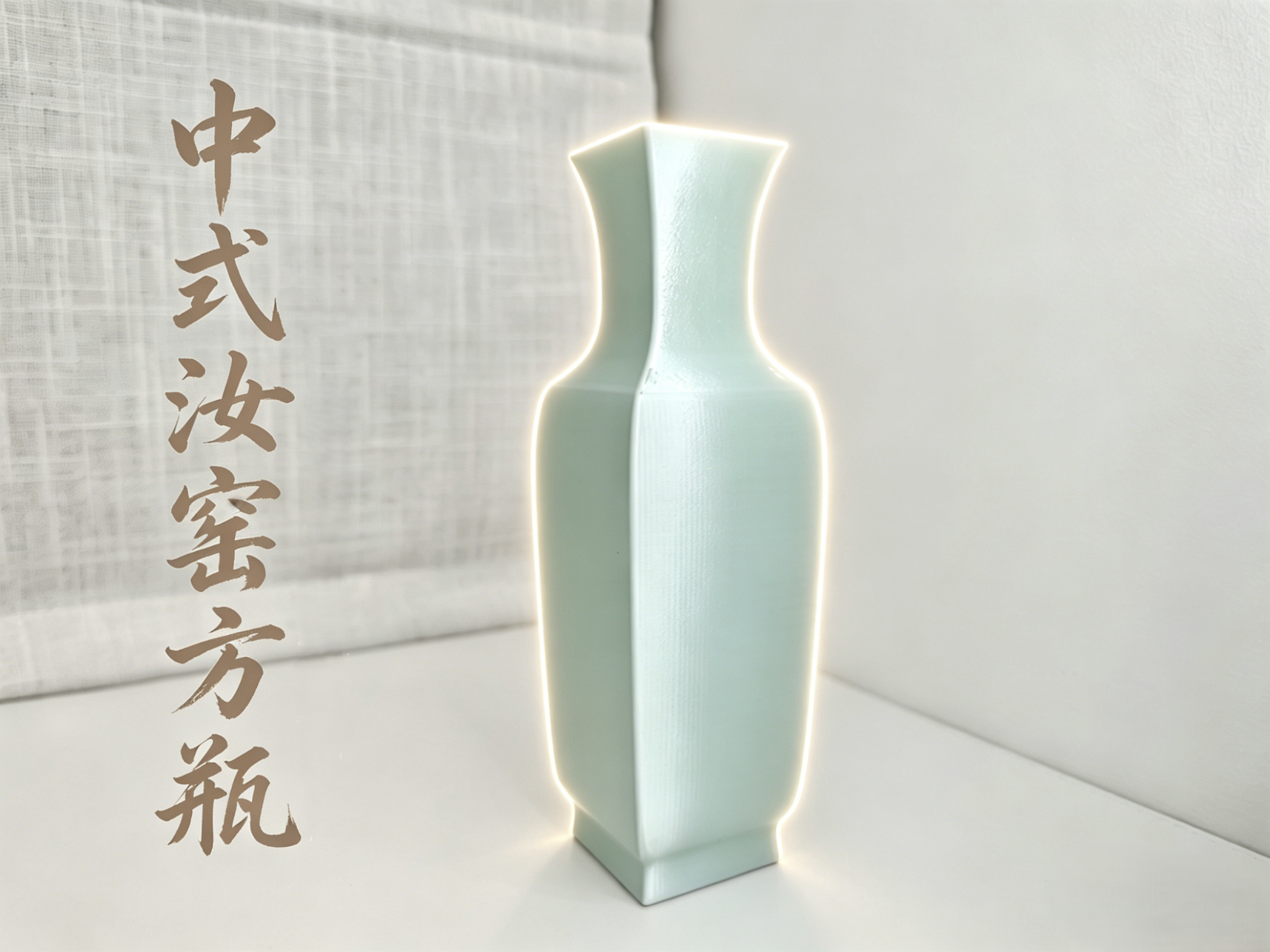 中式汝窑方瓶  花瓶（结实不漏水）