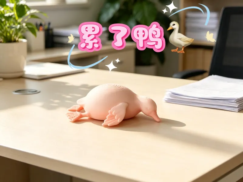 累了鸭 趴趴鸭 桌面治愈系小摆件 电脑屏幕摆件