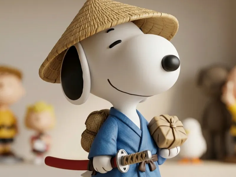 Llavero de Snoopy Samurai pequeño