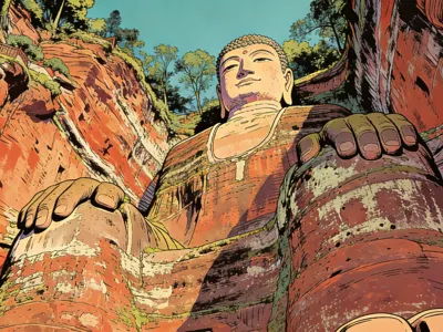 Leshan Giant Buddha Relief Painting