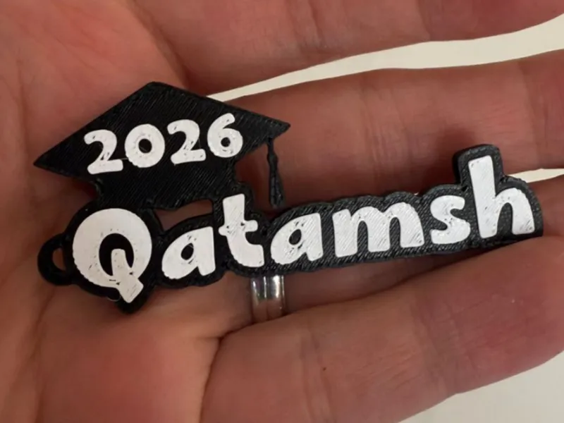 parametric graduation cap 2026 with name keychain