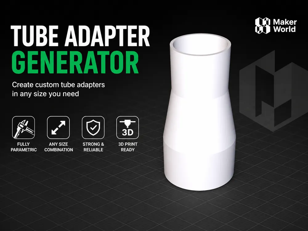 Tube adapter / reducer - GENERATOR - Free 3D Print Model - MakerWorld