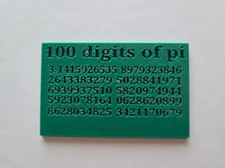 100 digets of pi wallet card