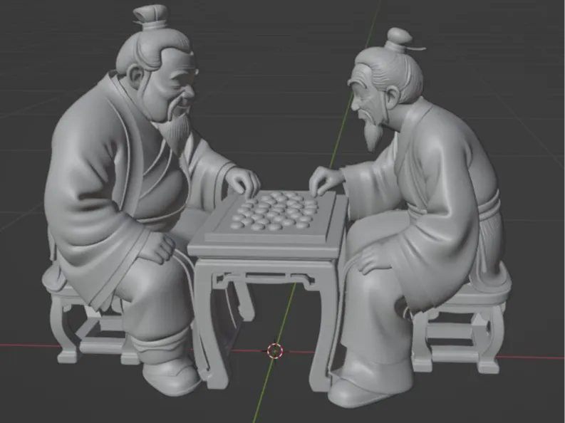 两个下棋对弈老翁