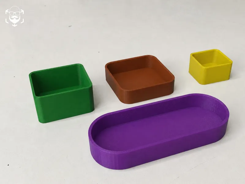 Customizable length height radius Catch‑All Tray