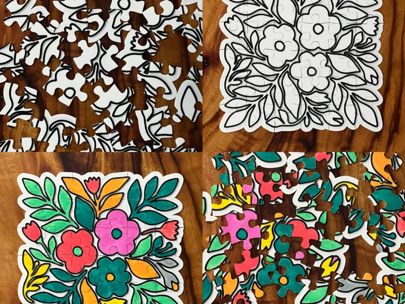 3D Floral Colouring In Puzzle
