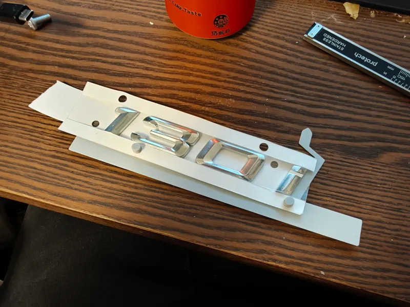 BMW 130i rear badge install template