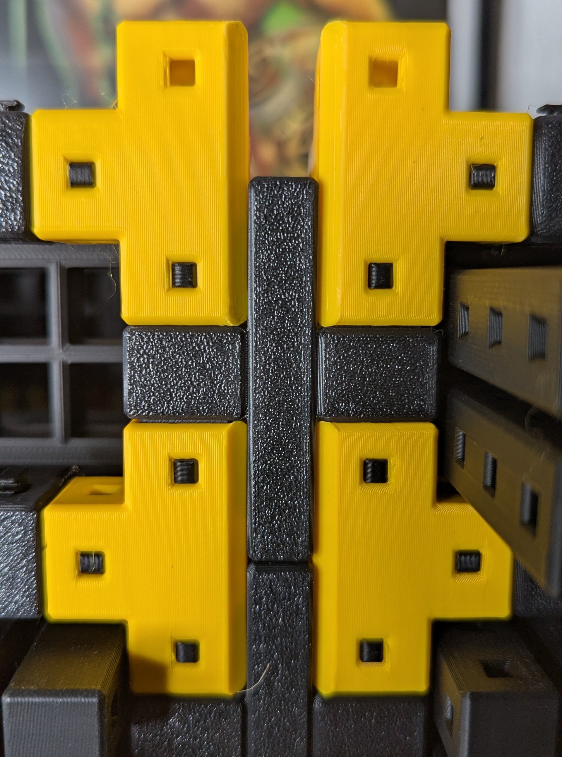 Closeup of Racklinks installed between two rack columns