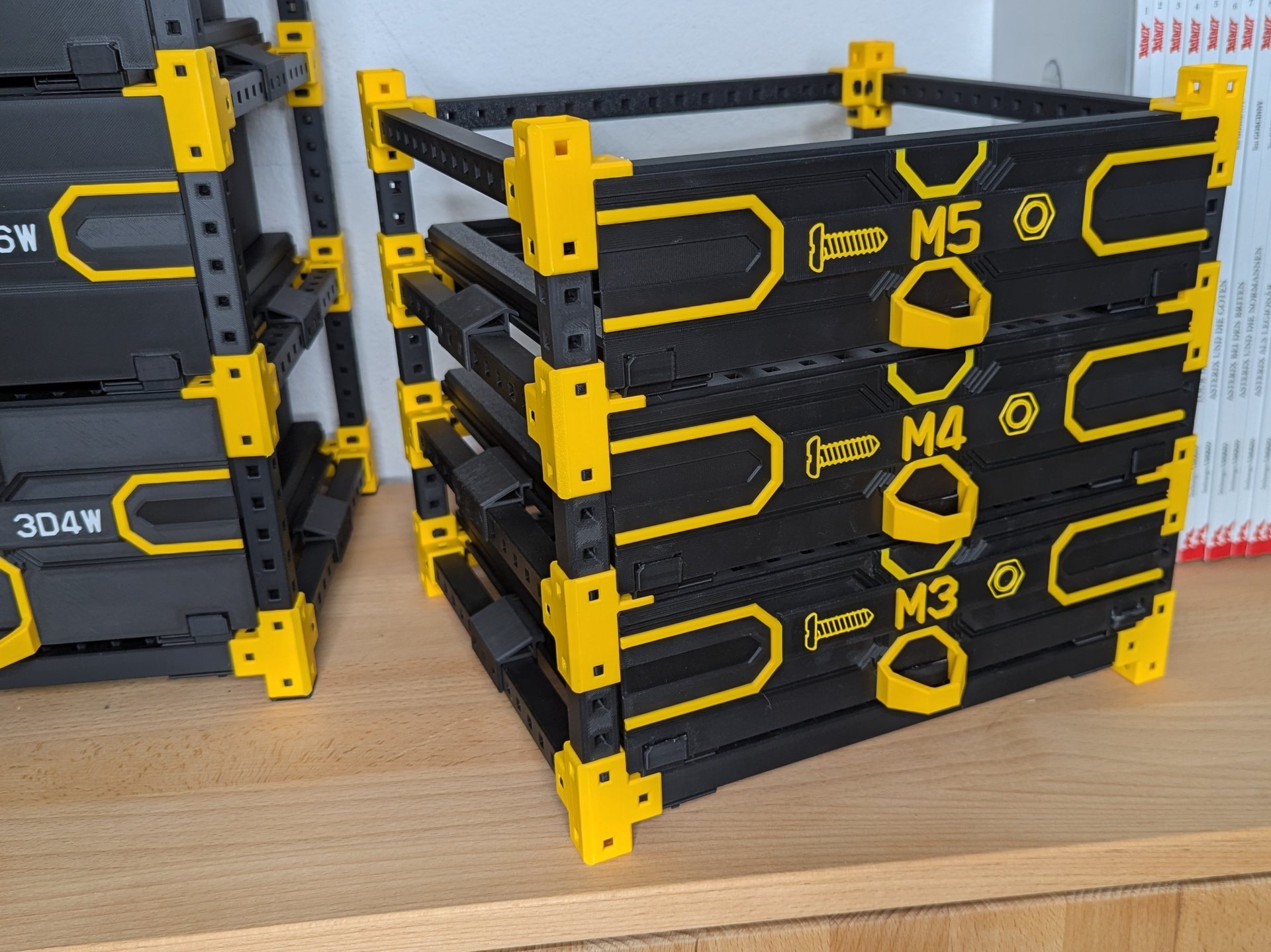 Two separate rack columns ready to be connected