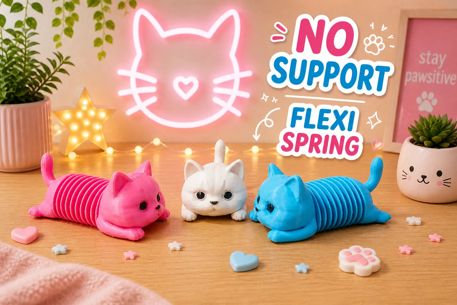 Cute Flexi Cat Spring - Free 3D Print Model - MakerWorld