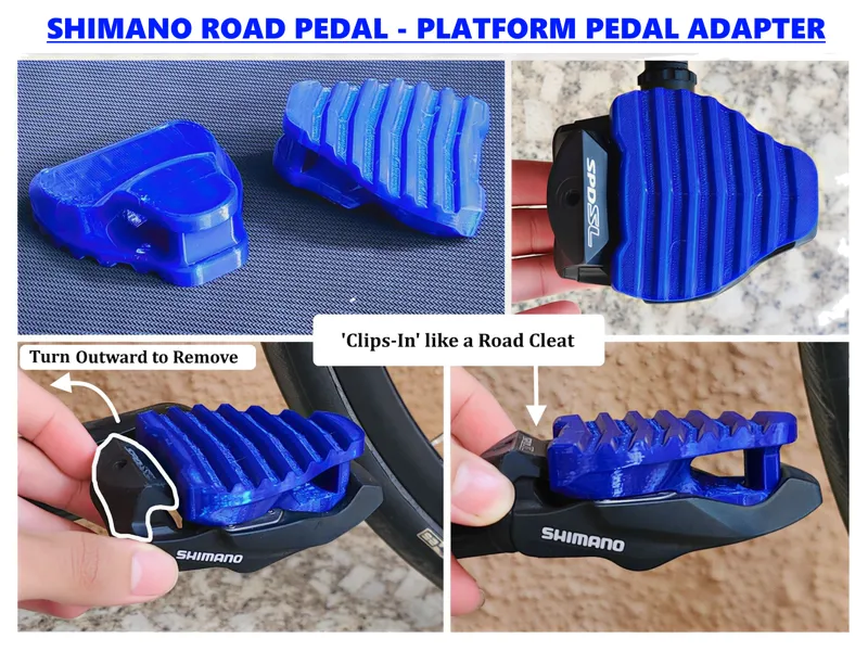 Shimano SPD-SL Road Pedal to Flat Pedal Adapter